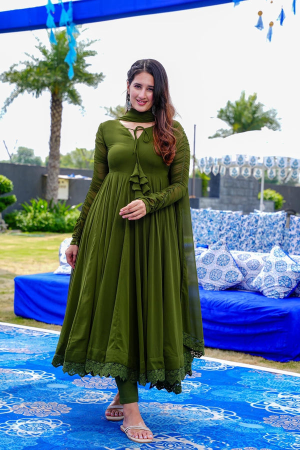 Lush Green georgette suit set