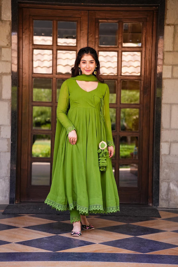 Vibrant viridian georgette suit set