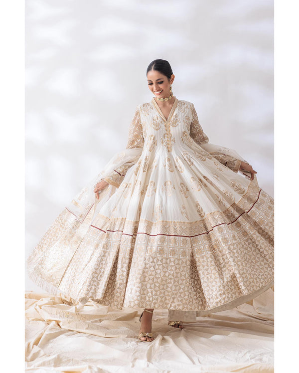 Off White Anarkali suit set